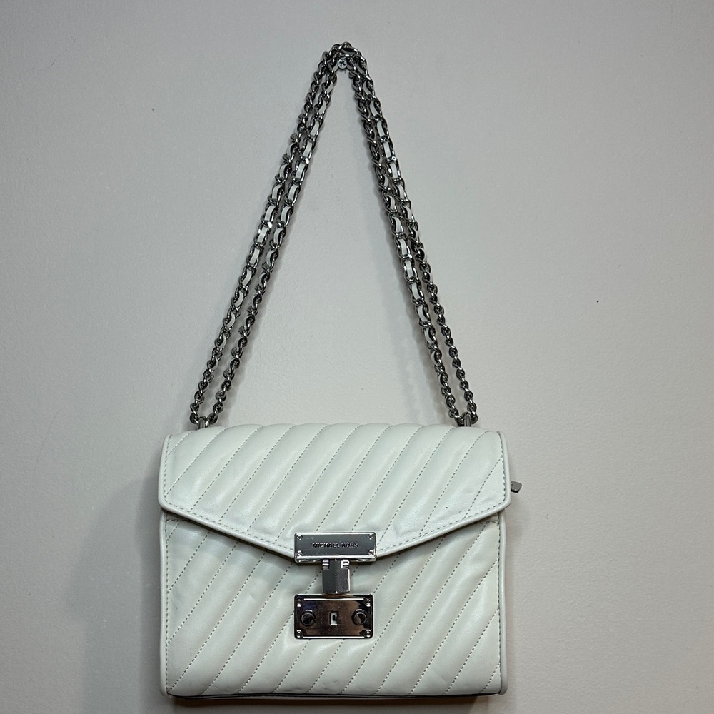 White Quilted Chain Michael Kors Shoulder Bag